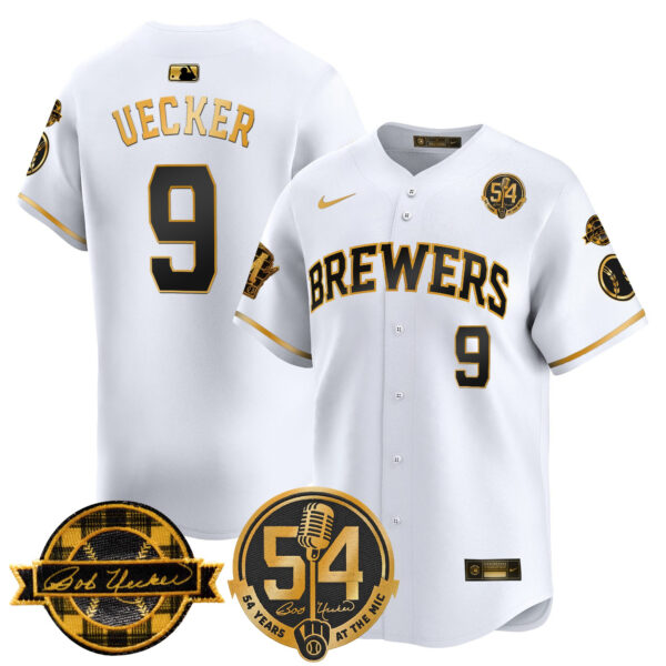 Men's Milwaukee Brewers 'Bob Uecker - 54 Seasons for Brewers' Vapor Premier Limited Jersey - All Stitched - Image 38