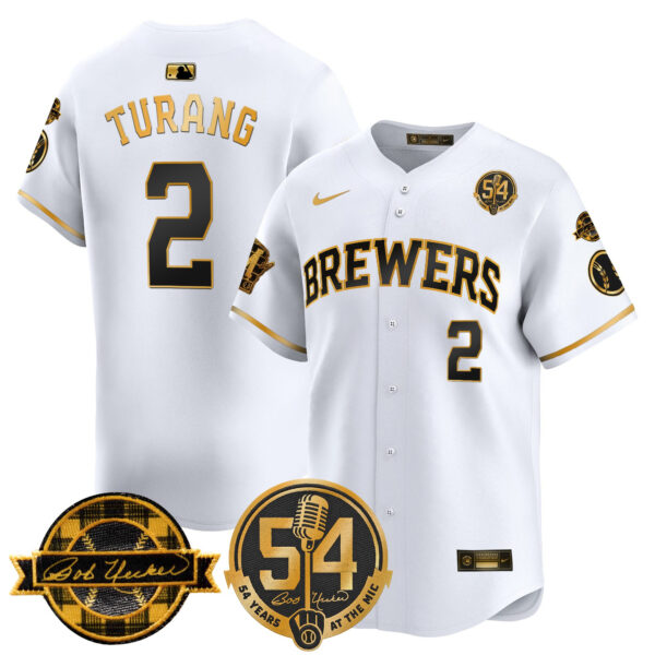 Men's Milwaukee Brewers 'Bob Uecker - 54 Seasons for Brewers' Vapor Premier Limited Jersey - All Stitched - Image 42