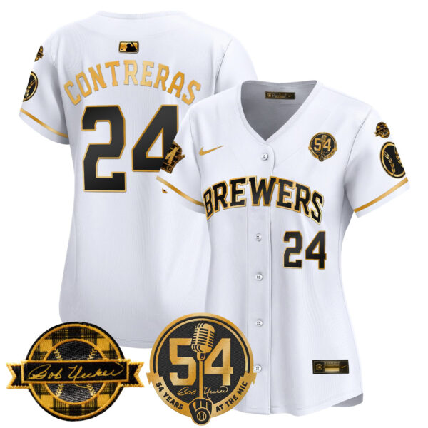Women's Milwaukee Brewers 'Bob Uecker - 54 Seasons for Brewers' Vapor Premier Limited Jersey - All Stitched - Image 46