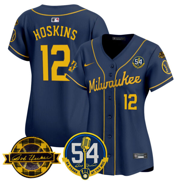 Women's Milwaukee Brewers 'Bob Uecker - 54 Seasons for Brewers' Vapor Premier Limited Jersey - All Stitched - Image 52