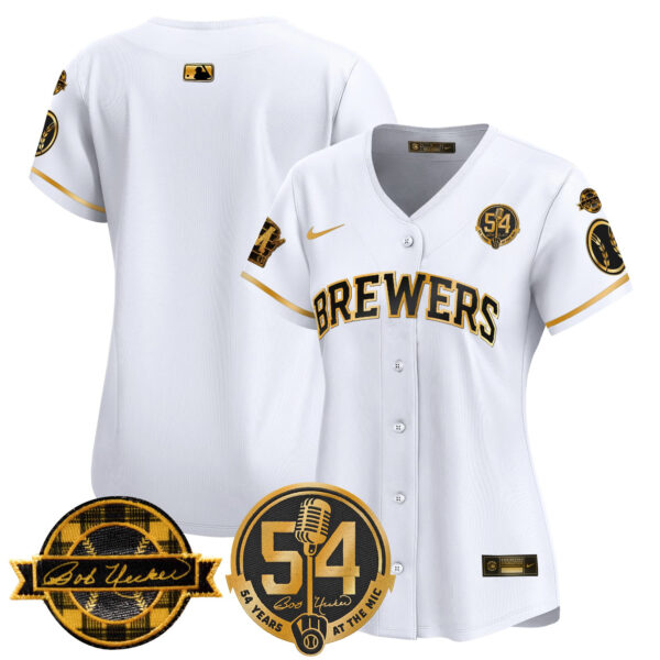 Women's Milwaukee Brewers 'Bob Uecker - 54 Seasons for Brewers' Vapor Premier Limited Jersey - All Stitched - Image 48