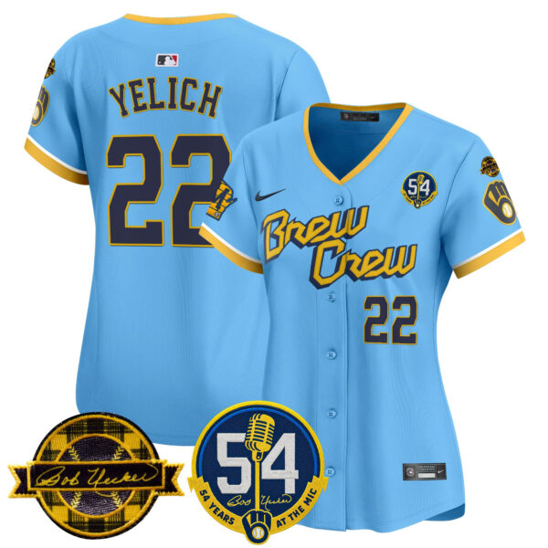 Women's Milwaukee Brewers 'Bob Uecker - 54 Seasons for Brewers' Vapor Premier Limited Jersey - All Stitched - Image 3