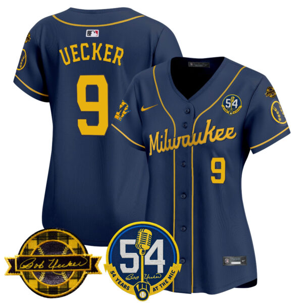 Women's Milwaukee Brewers 'Bob Uecker - 54 Seasons for Brewers' Vapor Premier Limited Jersey - All Stitched - Image 50