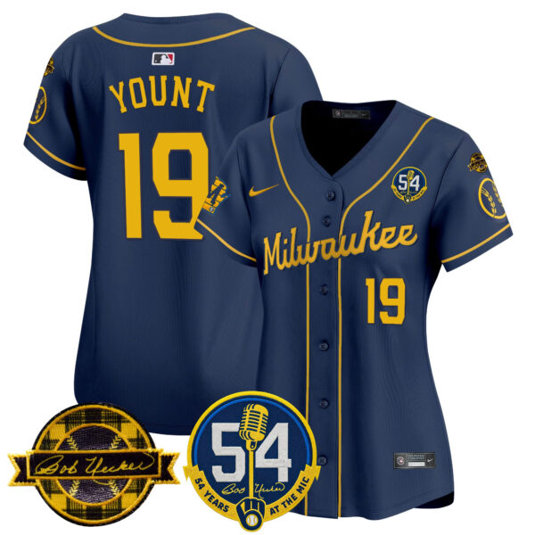 Women's Milwaukee Brewers 'Bob Uecker - 54 Seasons for Brewers' Vapor Premier Limited Jersey - All Stitched - Image 56