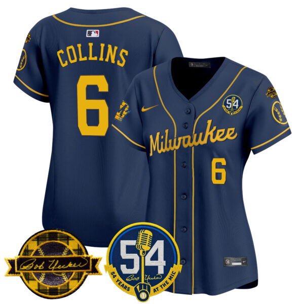 Women's Milwaukee Brewers 'Bob Uecker - 54 Seasons for Brewers' Vapor Premier Limited Jersey - All Stitched - Image 59