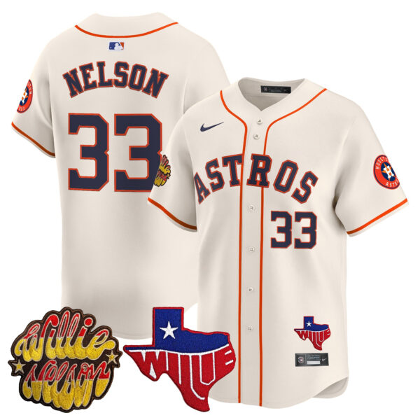 Men's Houston Astros 'Willie Nelson Patch' Vapor Premier Limited Jersey - All Stitched - Image 2