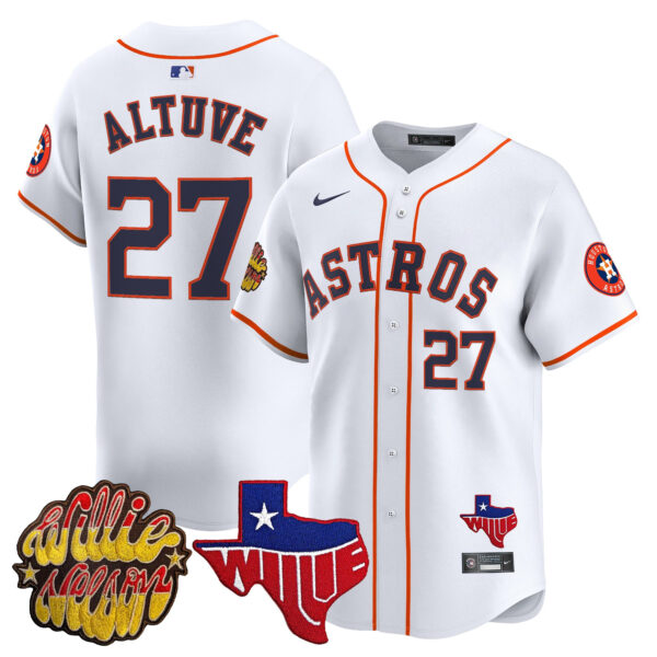 Men's Houston Astros 'Willie Nelson Patch' Vapor Premier Limited Jersey - All Stitched - Image 14