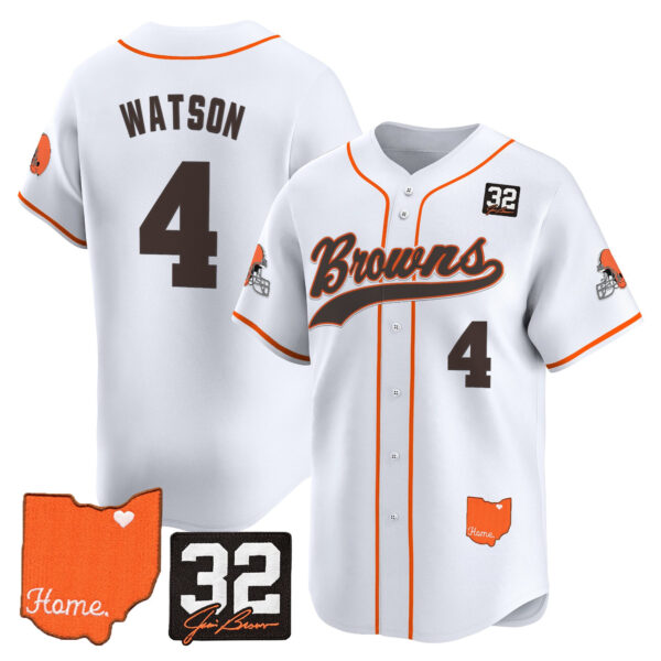 Men's Cleveland Browns '#32 Jim Brown Memorial & Home Patch' Vapor Baseball Jersey - All Stitched - Image 21
