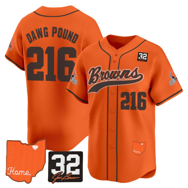 Men's Cleveland Browns '#32 Jim Brown Memorial & Home Patch' Vapor Baseball Jersey - All Stitched - Image 24