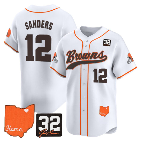 Men's Cleveland Browns '#32 Jim Brown Memorial & Home Patch' Vapor Baseball Jersey - All Stitched - Image 12