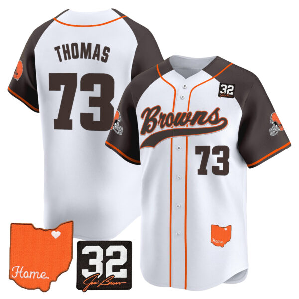 Men's Cleveland Browns '#32 Jim Brown Memorial & Home Patch' Vapor Baseball Jersey - All Stitched - Image 39