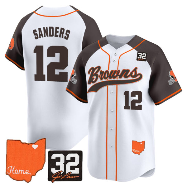 Men's Cleveland Browns '#32 Jim Brown Memorial & Home Patch' Vapor Baseball Jersey - All Stitched - Image 34