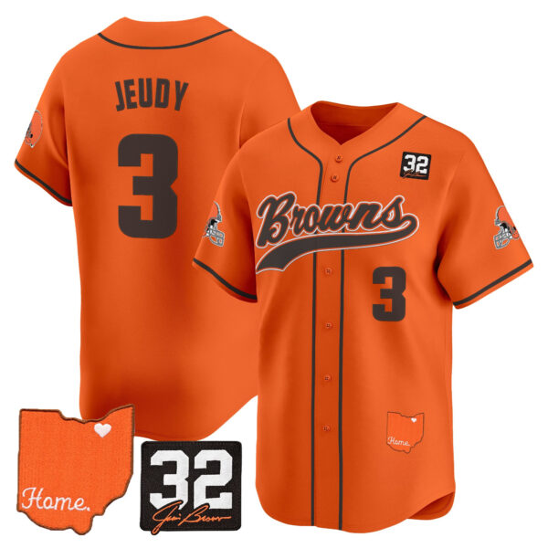 Men's Cleveland Browns '#32 Jim Brown Memorial & Home Patch' Vapor Baseball Jersey - All Stitched - Image 31