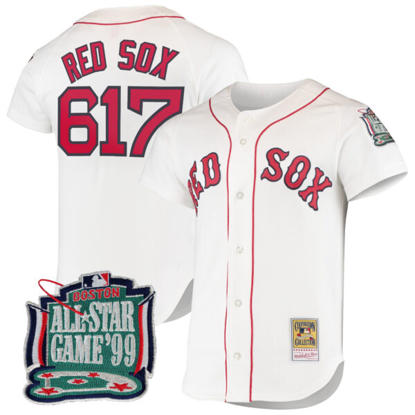 Men's Boston Red Sox Throwback Jersey - Cooperstown Collection - All Stitched - Image 2