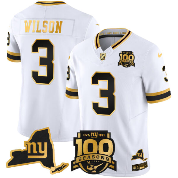 Men's New York Giants 100th Season & State Patch Gold Vapor Limited Jersey - All Stitched - Image 9