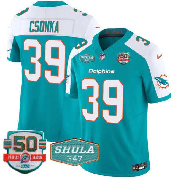 Men's Dolphins Shula 347 Patch Vapor Jersey - All Stitched - Image 15