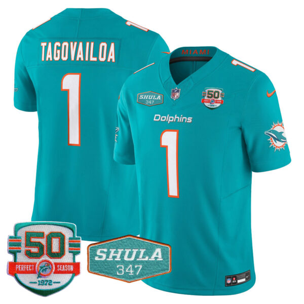 Men's Dolphins Shula 347 Patch Vapor Jersey - All Stitched - Image 18