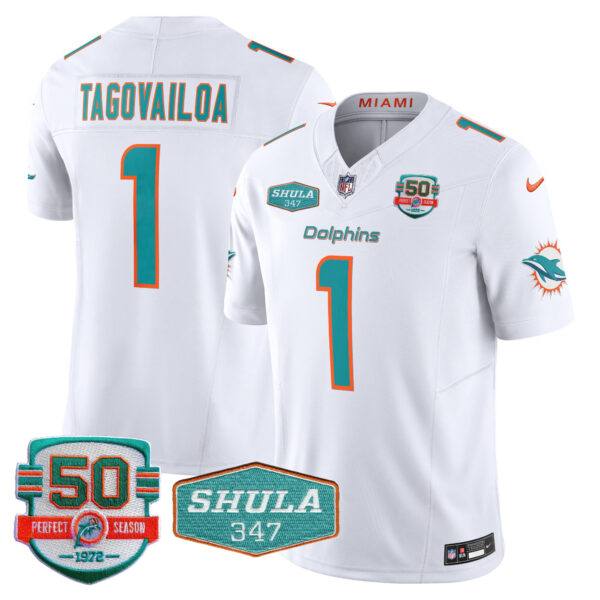 Men's Dolphins Shula 347 Patch Vapor Jersey - All Stitched - Image 26