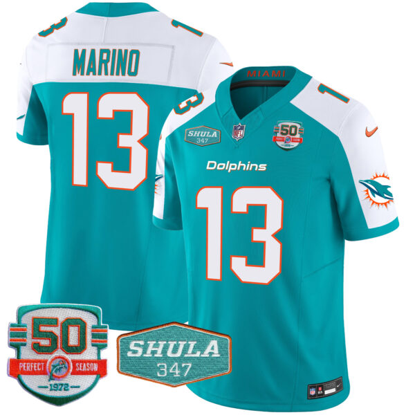 Men's Dolphins Shula 347 Patch Vapor Jersey - All Stitched - Image 13