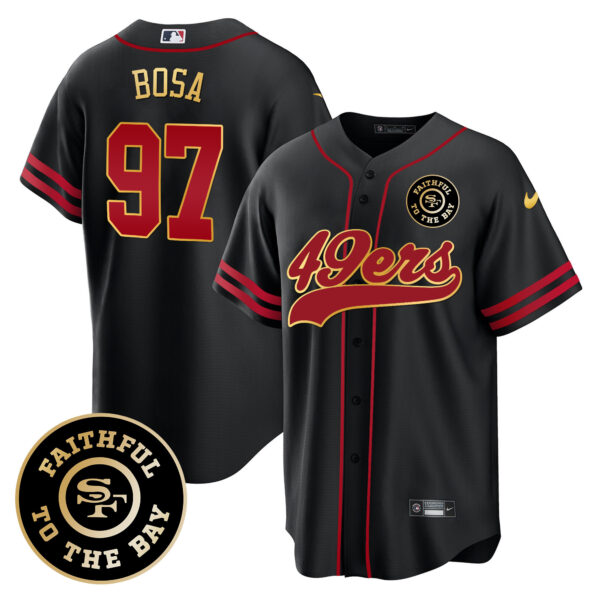 Men's 49ers Faithful To The Bay Patch Baseball Jersey V2 - All Stitched - Image 18