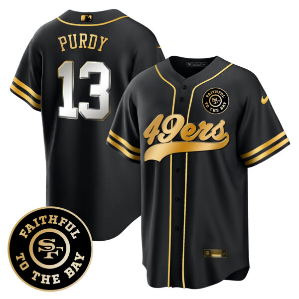 Men's 49ers Faithful To The Bay Patch Baseball Jersey V2 - All Stitched - Image 47