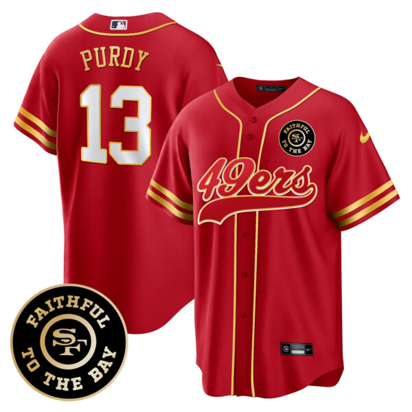 Men's 49ers Faithful To The Bay Patch Baseball Jersey V2 - All Stitched - Image 25