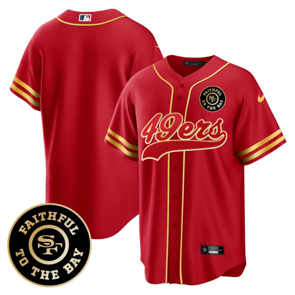 Men's 49ers Faithful To The Bay Patch Baseball Jersey V2 - All Stitched - Image 33