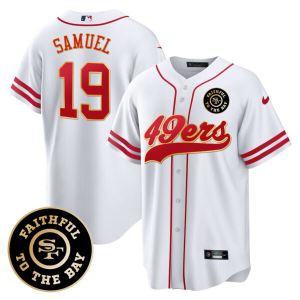 Men's 49ers Faithful To The Bay Patch Baseball Jersey V2 - All Stitched - Image 35