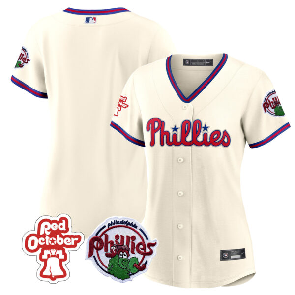 Women's Philadelphia Phillies Red October Patch Jersey - All Stitched - Image 28