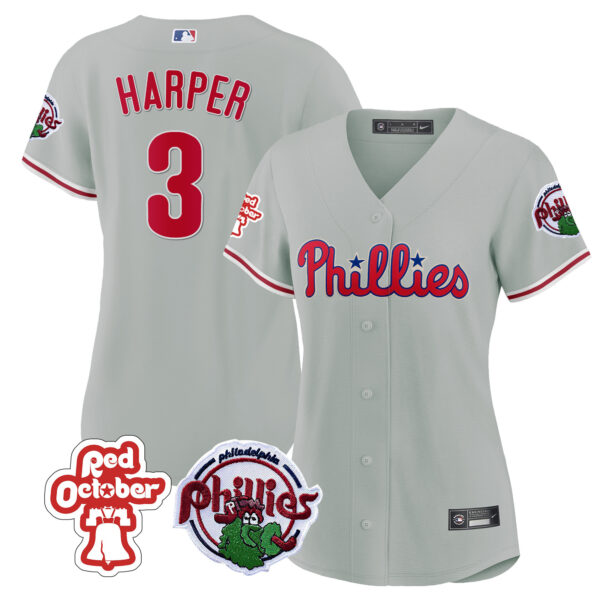 Women's Philadelphia Phillies Red October Patch Jersey - All Stitched - Image 29