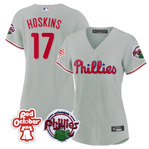 Women's Philadelphia Phillies Red October Patch Jersey - All Stitched - Image 31
