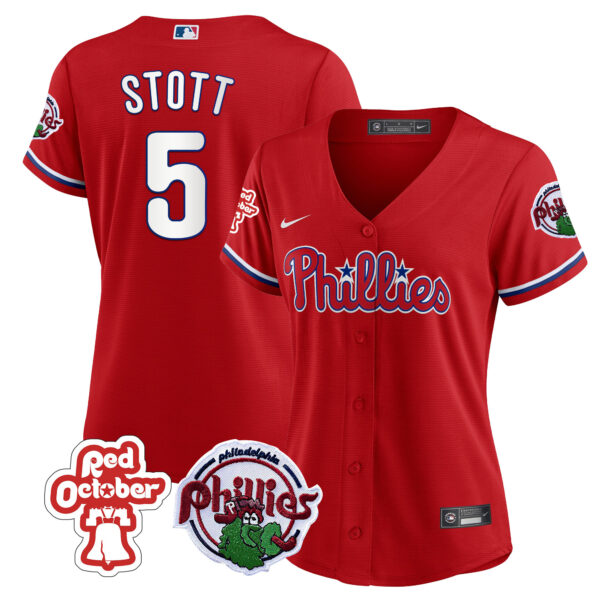 Women's Philadelphia Phillies Red October Patch Jersey - All Stitched - Image 6