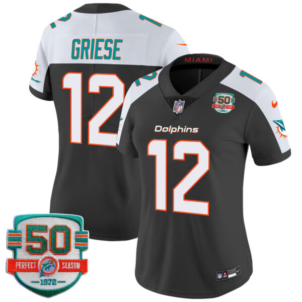 Women's Dolphins 50th 1972 Perfect Season Patch Vapor Jersey - All Stitched - Image 8