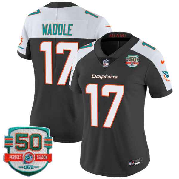 Women's Dolphins 50th 1972 Perfect Season Patch Vapor Jersey - All Stitched - Image 2