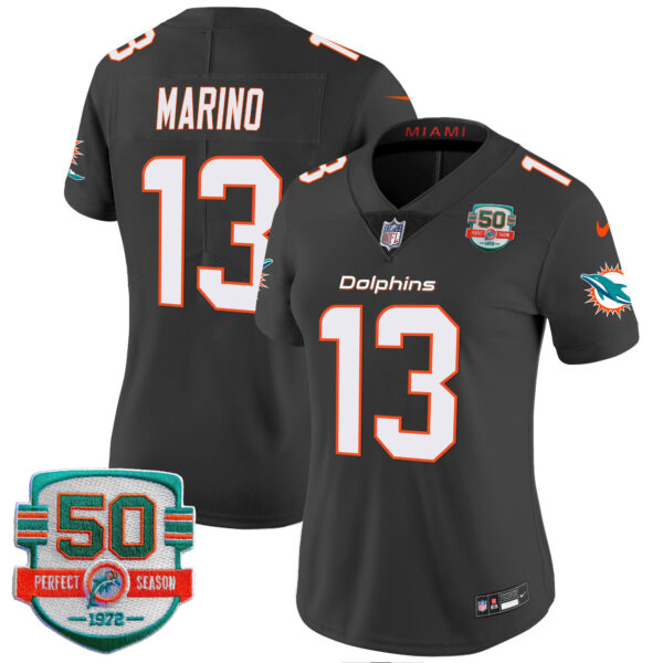 Women's Dolphins 50th 1972 Perfect Season Patch Vapor Jersey - All Stitched - Image 37
