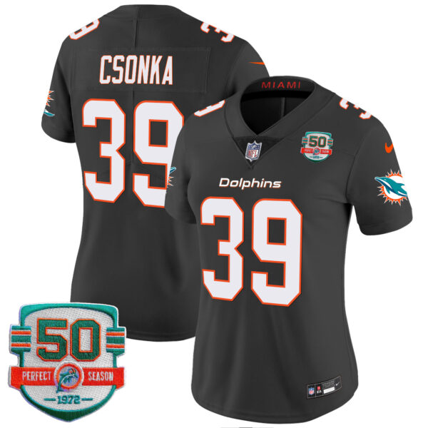 Women's Dolphins 50th 1972 Perfect Season Patch Vapor Jersey - All Stitched - Image 39