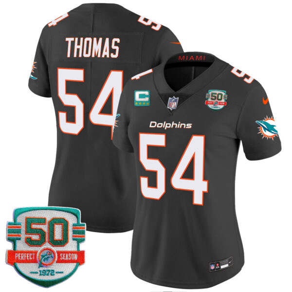 Women's Dolphins 50th 1972 Perfect Season Patch Vapor Jersey - All Stitched - Image 38