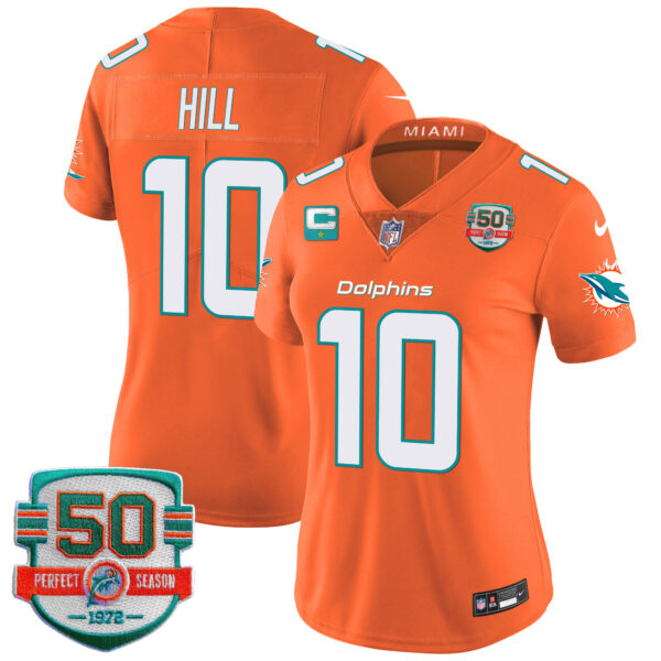 Women's Dolphins 50th 1972 Perfect Season Patch Vapor Jersey - All Stitched - Image 43
