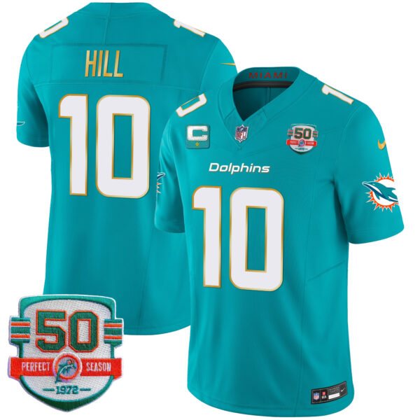 Men's Dolphins Gold Trim Vapor Limited Jersey - All Stitched - Image 19