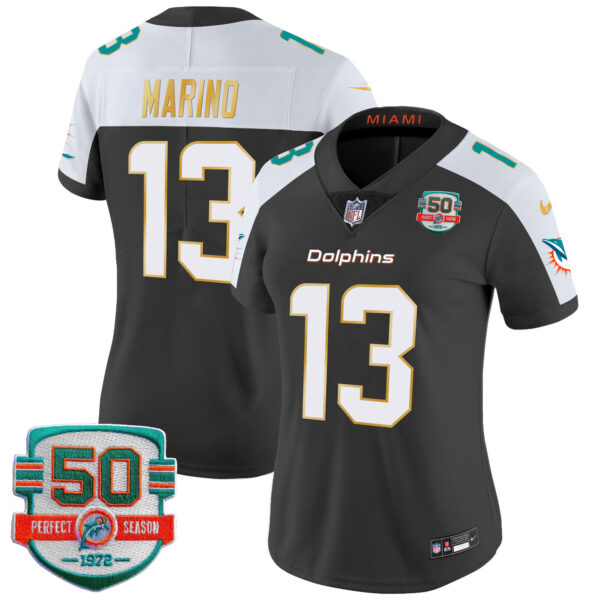 Women's Dolphins Gold Trim Vapor Limited Jersey - All Stitched - Image 5