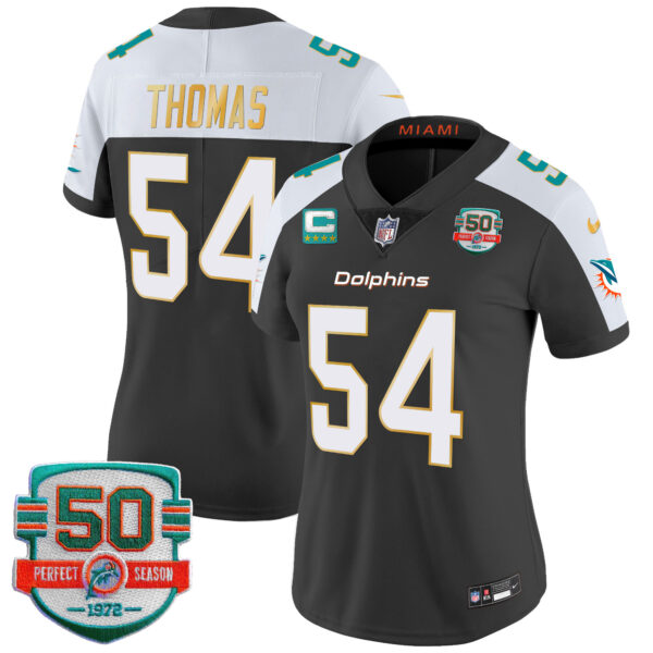 Women's Dolphins Gold Trim Vapor Limited Jersey - All Stitched - Image 6