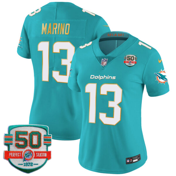 Women's Dolphins Gold Trim Vapor Limited Jersey - All Stitched - Image 21