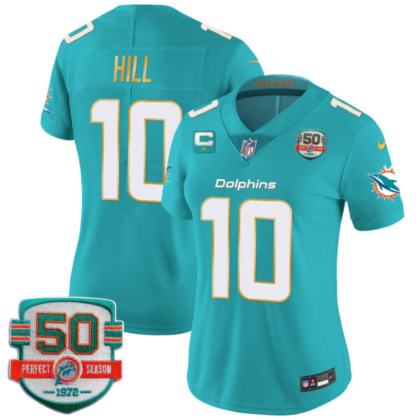 Women's Dolphins Gold Trim Vapor Limited Jersey - All Stitched - Image 19