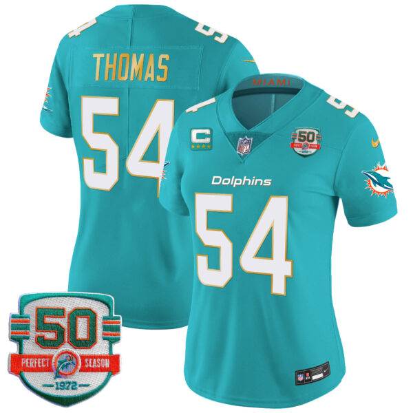 Women's Dolphins Gold Trim Vapor Limited Jersey - All Stitched - Image 22