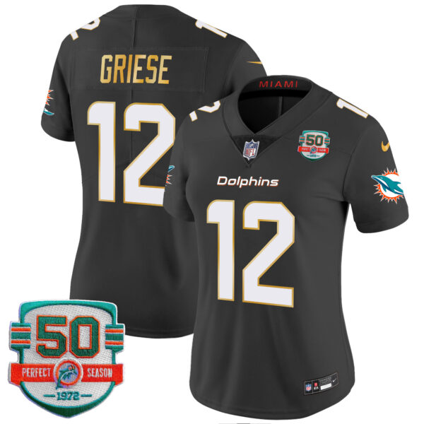 Women's Dolphins Gold Trim Vapor Limited Jersey - All Stitched - Image 40