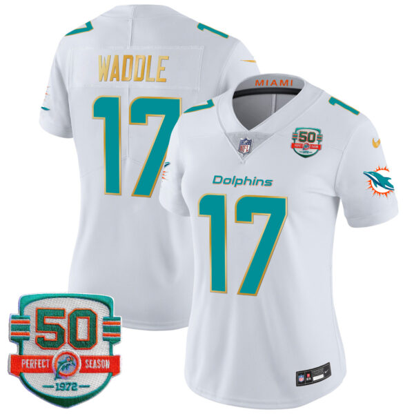 Women's Dolphins Gold Trim Vapor Limited Jersey - All Stitched - Image 26