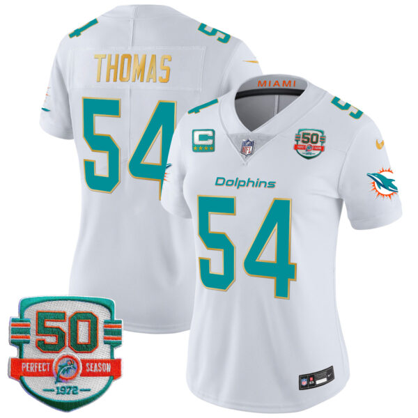 Women's Dolphins Gold Trim Vapor Limited Jersey - All Stitched - Image 30
