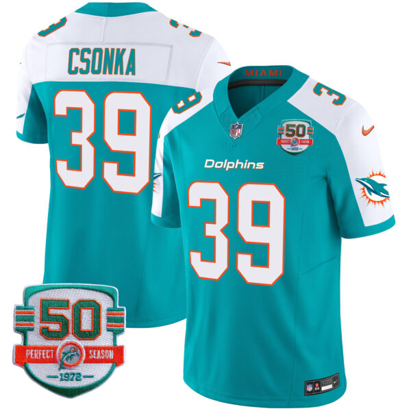 Youth's Dolphins 50th 1972 Perfect Season Patch Vapor Jersey - All Stitched - Image 14