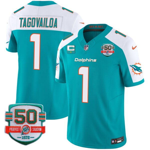 Youth's Dolphins 50th 1972 Perfect Season Patch Vapor Jersey - All Stitched - Image 8