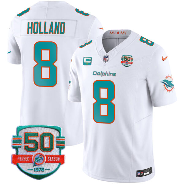 Youth's Dolphins 50th 1972 Perfect Season Patch Vapor Jersey - All Stitched - Image 25